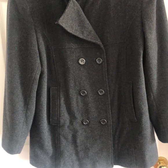 Wool Cashmere Blend Black  Size Large Pea Coat - Picture 10 of 13